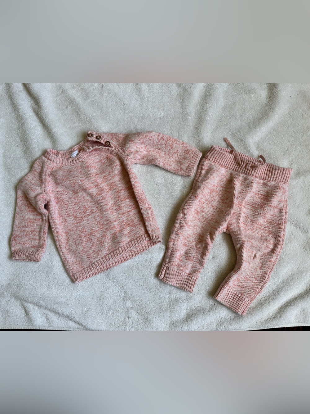 Carter's Marled Light Pink Knit Baby Sweater Set